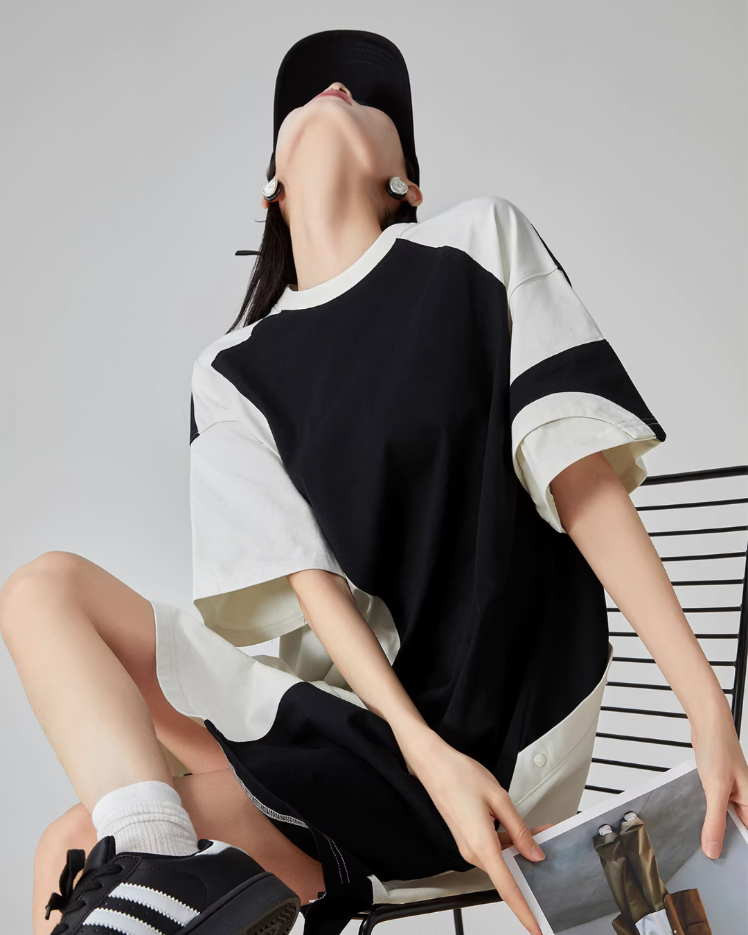 Diagonal Switch Asymmetry T-Shirt Dress FER0109