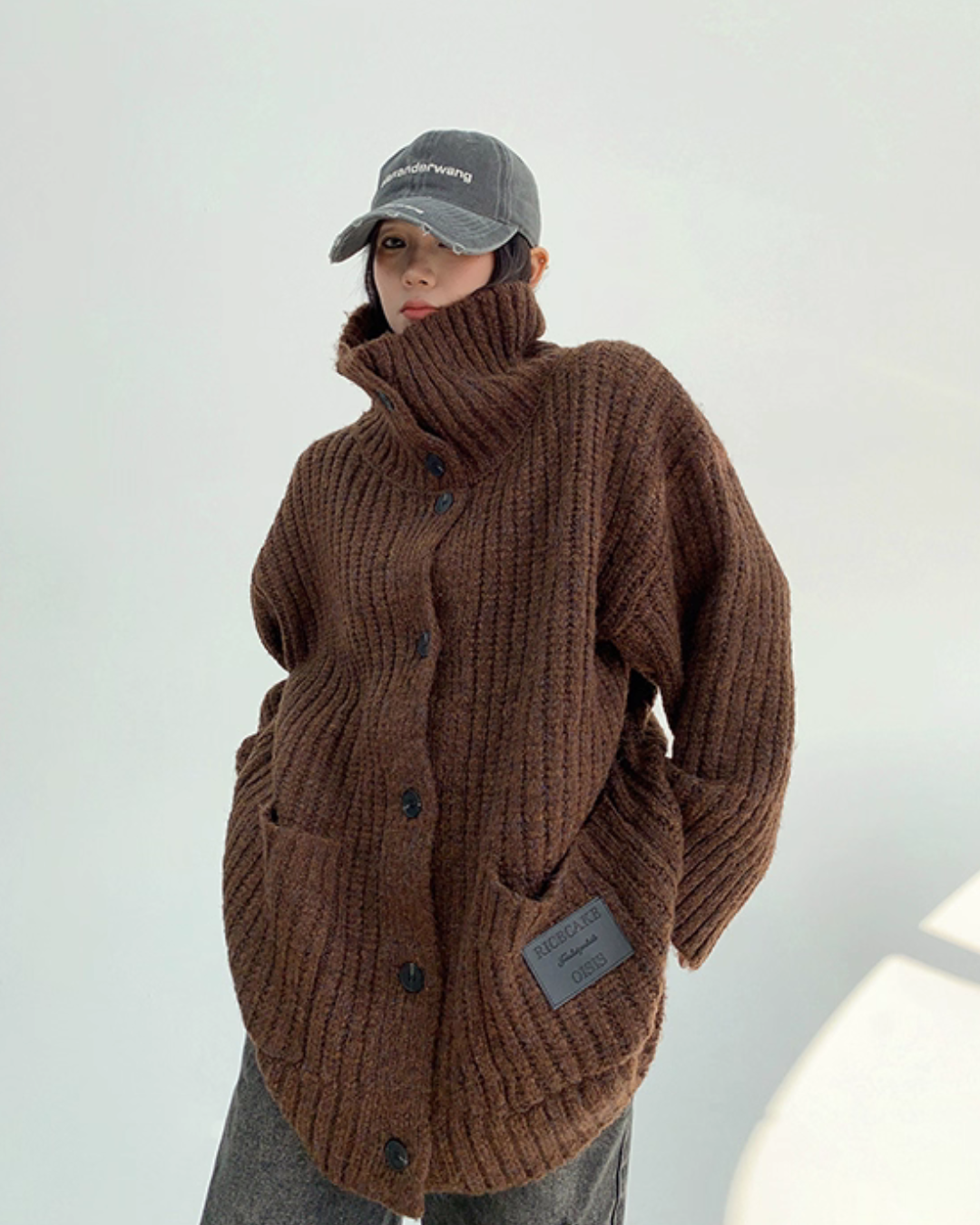 High-Neck Knit Cardigan YLS0946