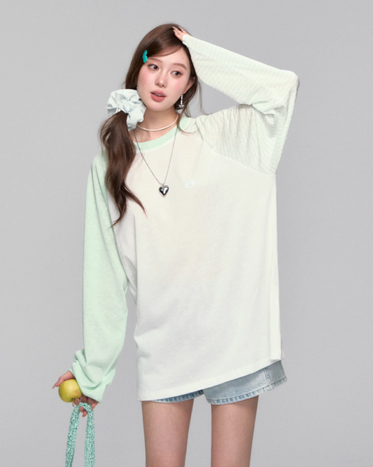 Strip Contrast Raglan Sleeve Tops ASG0046