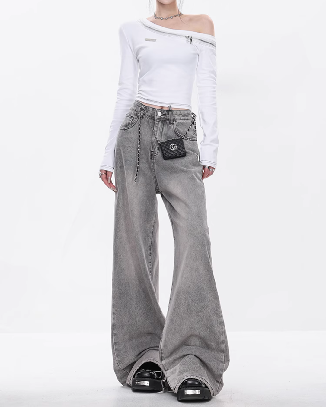 Slit Wide Denim Pants ABW0016