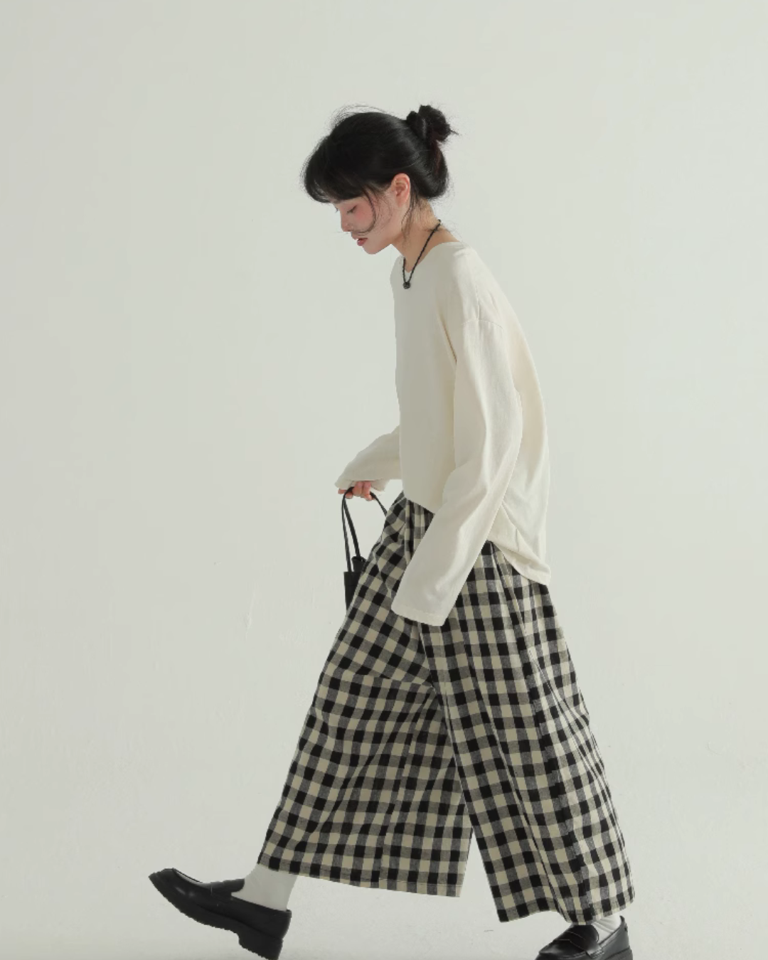 Plaid Linen Wide Pants EPR0003