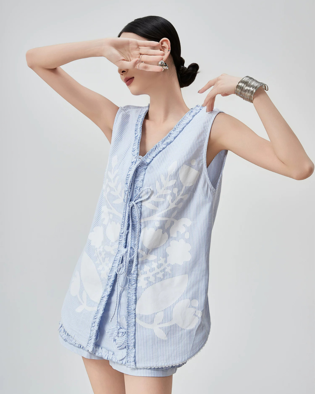 Thin Stripe Sleeveless Top / Shorts FER0293