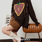 Strawberry Round Neck Knit Top / Brown Mini Skirt LLA0618