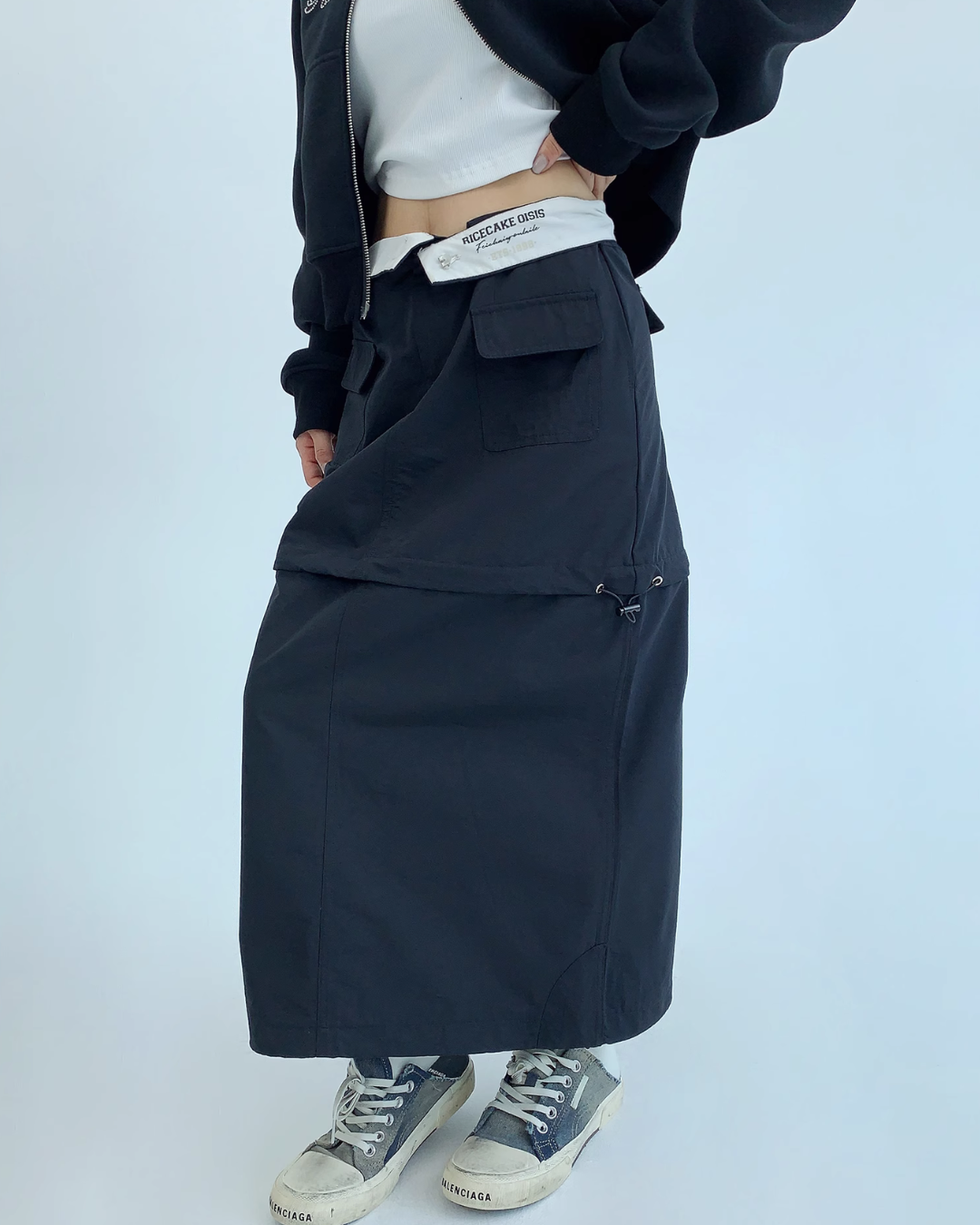 Folded Cargo Long Skirt YLS0346