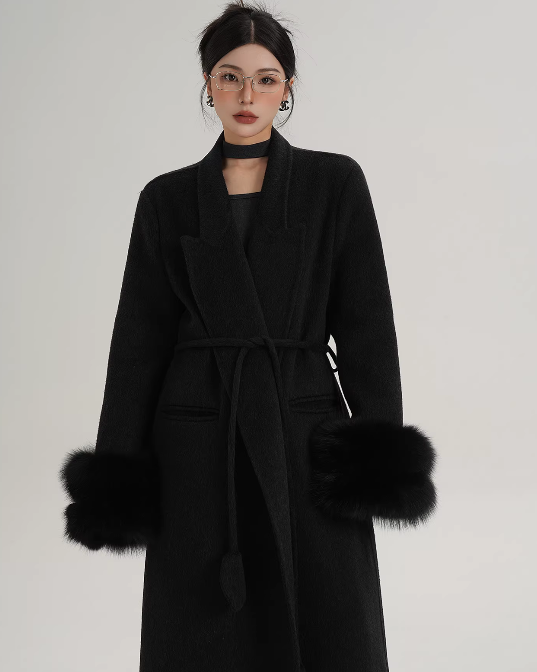 Fur Cuff Long Coat SRS0403