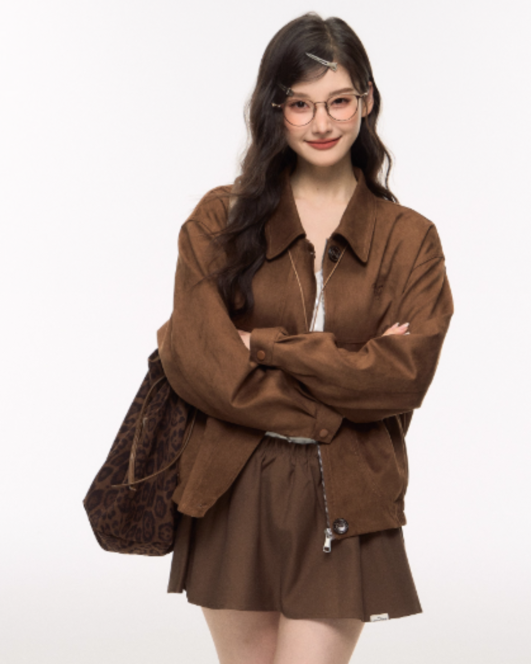 Retro Suede Jacket/Mini Tiered Skirt ELS0007