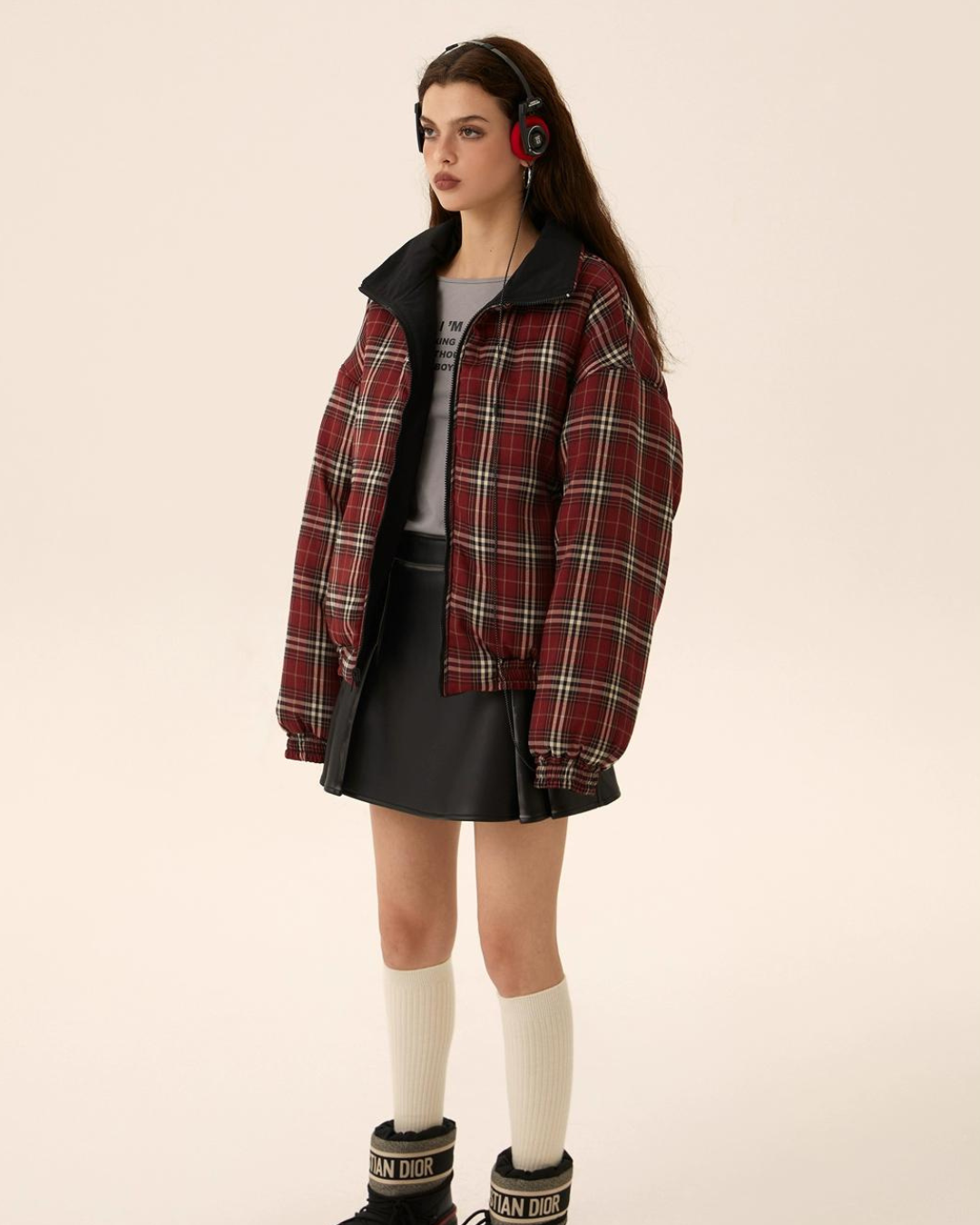 Plaid Down Jacket EZK0030