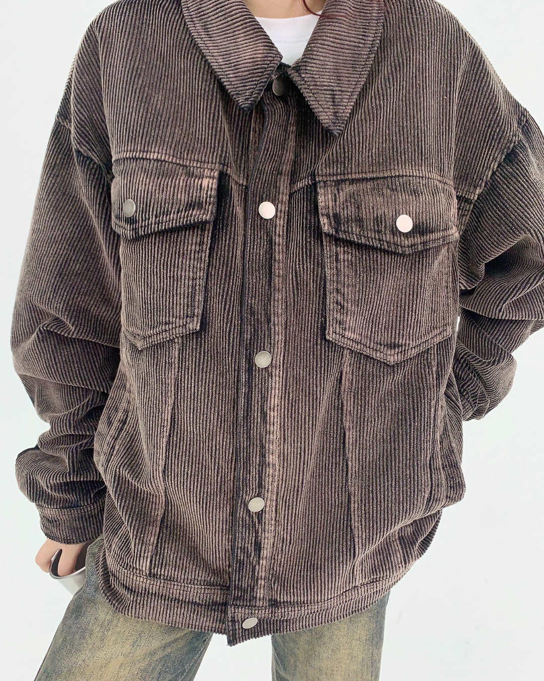 Corduroy Brown Wide Jacket YLS0172