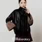 Boa Collar Leather Jacket / Pleated Mini Skirt  LLA0573
