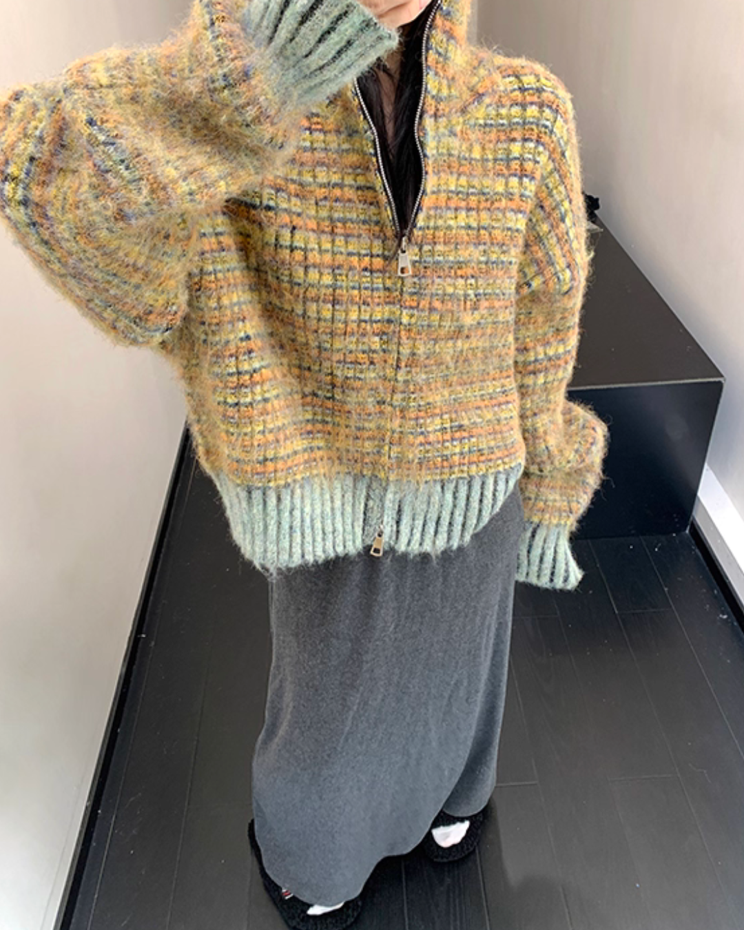 Retro Brushed Knit Hoodie YLS1004