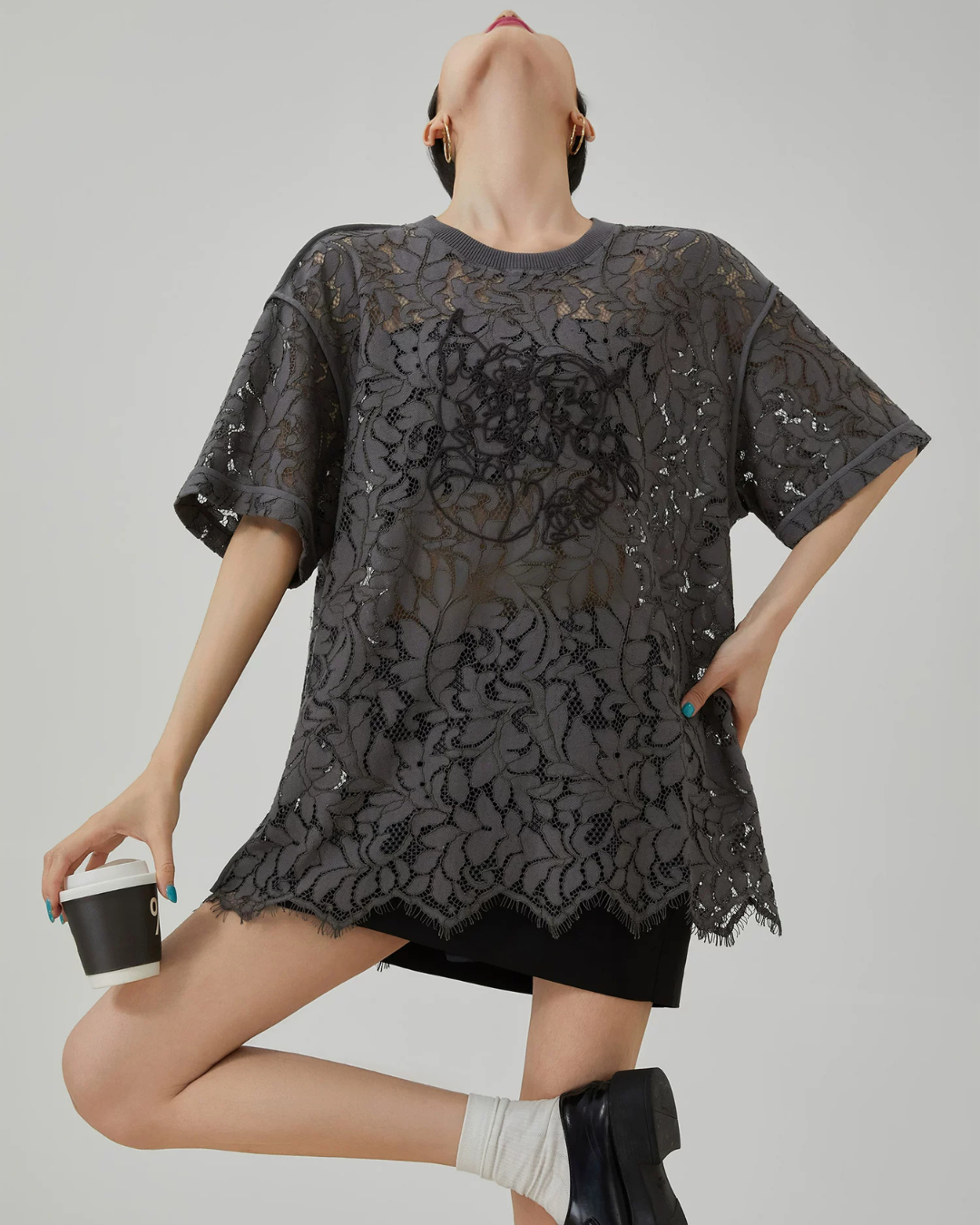 All-Lace Short-Sleeve Top FER0319