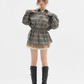 Green Plaid Drawstring Waist Shirt ZZF0360