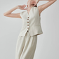 Linen V-Neck Vest / Wide Relaxed Pants FER0270