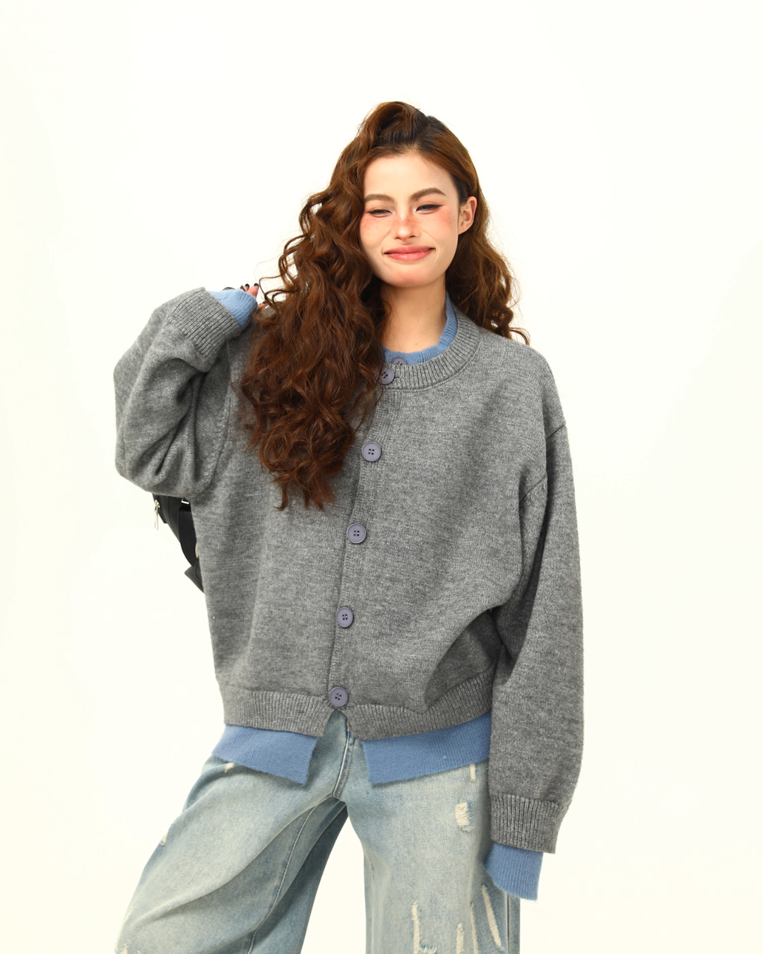 Round Neck Knit Cardigan WDZ0035
