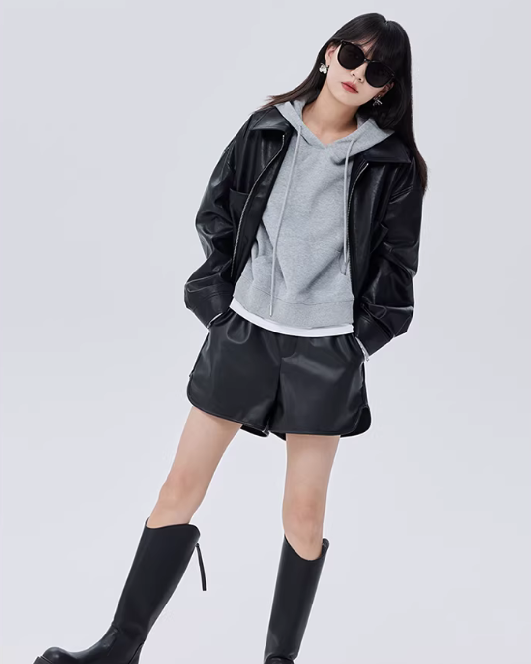 Drop Shoulder Leather Jacket SHN0020