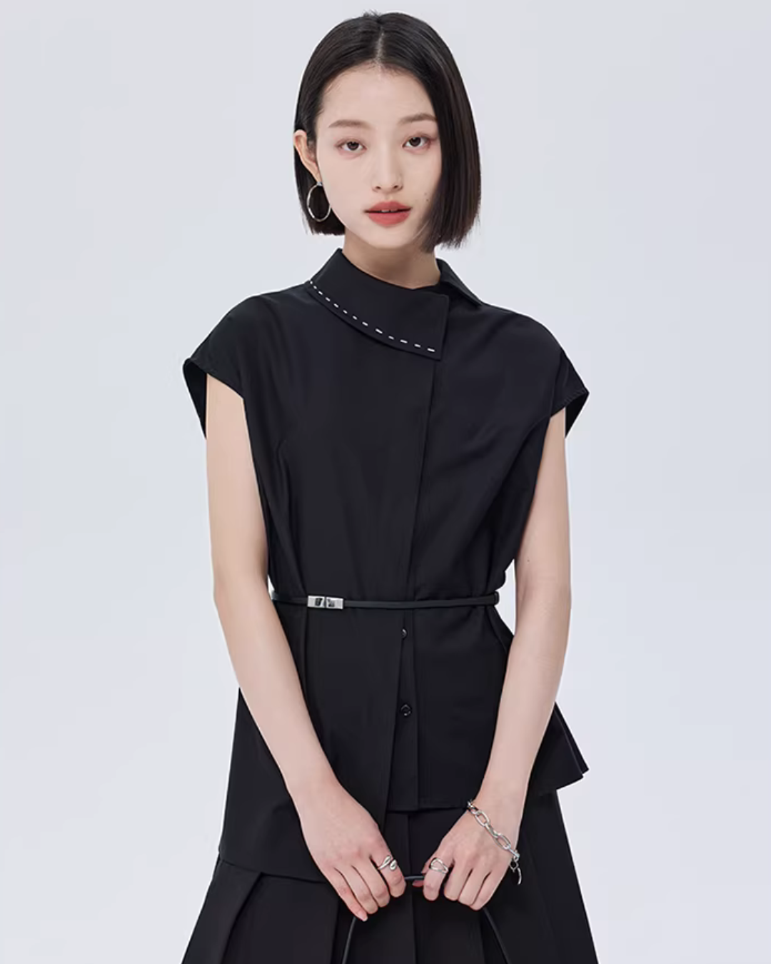 Asymmetry Short-Sleeve Shirt SHN0019