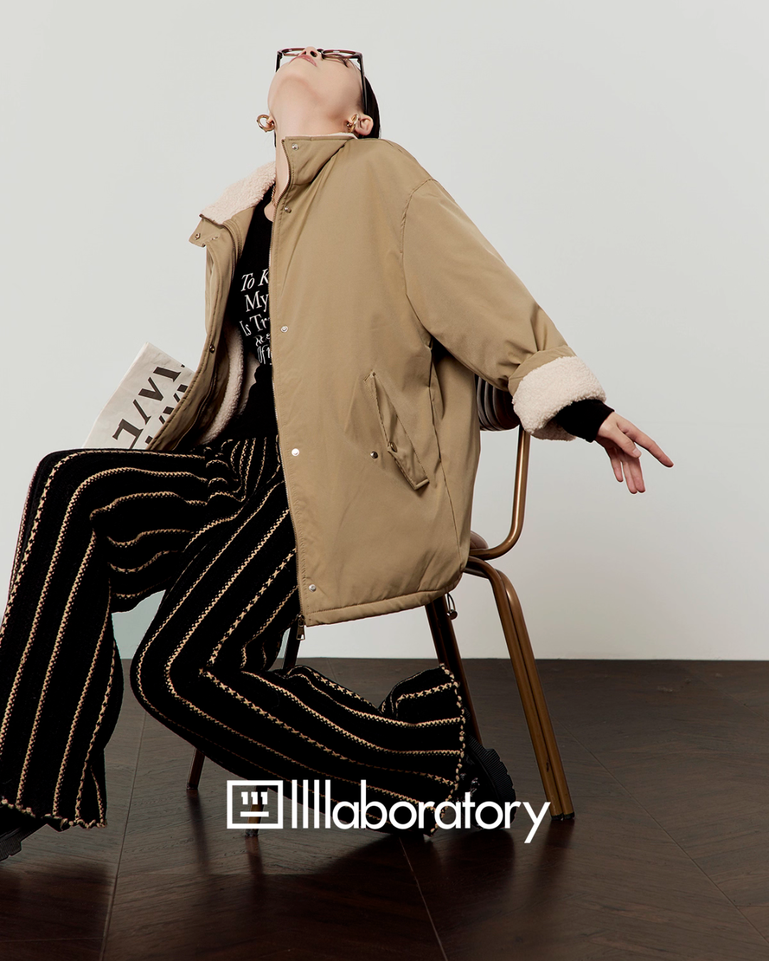 Boa Military Jacket/Black Striped Pants LLA0558