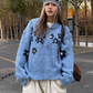 Flower Motif Knit Zip Jacket CYE0016