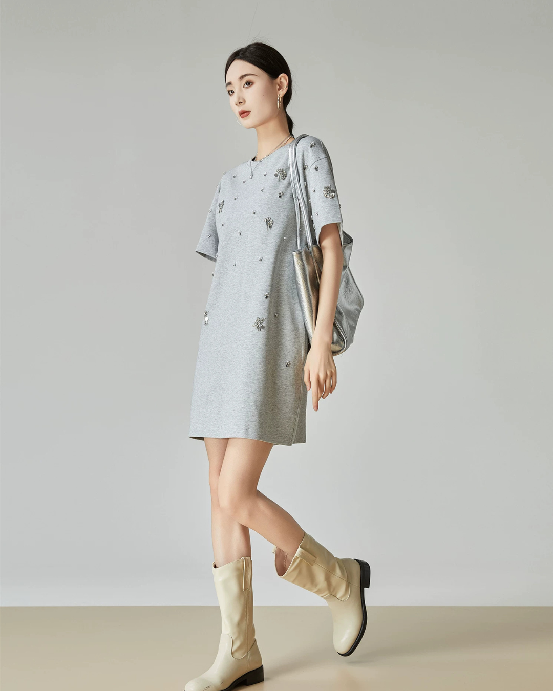 Rhinestone T-shirt Dress FER0124