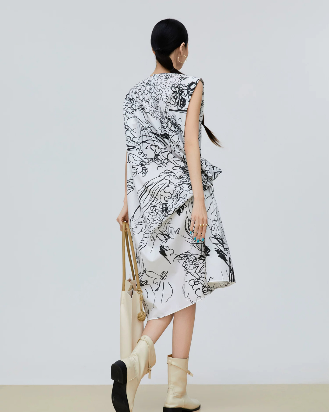 Hand-Drawn Floral Print Dress FER0289