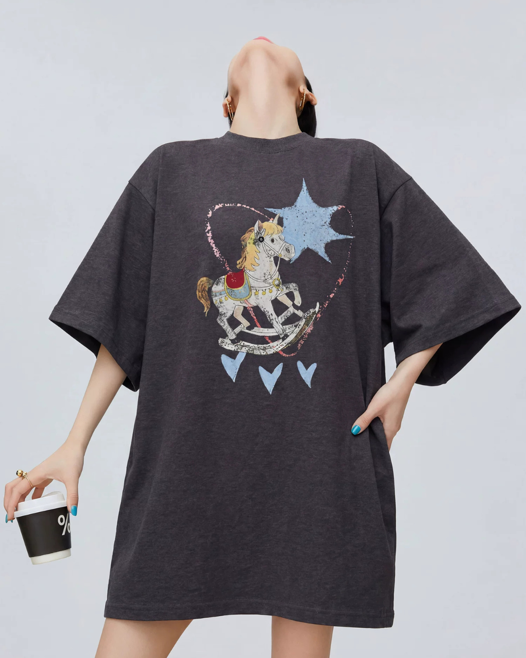 Trojan Print Oversized T-Shirt Dress FER0304