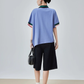 Color-Block Rib Asymmetric Neck T-shirt FER0245