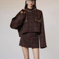 Retro Plaid Collarless Jacket / Mini Skirt SUY0019