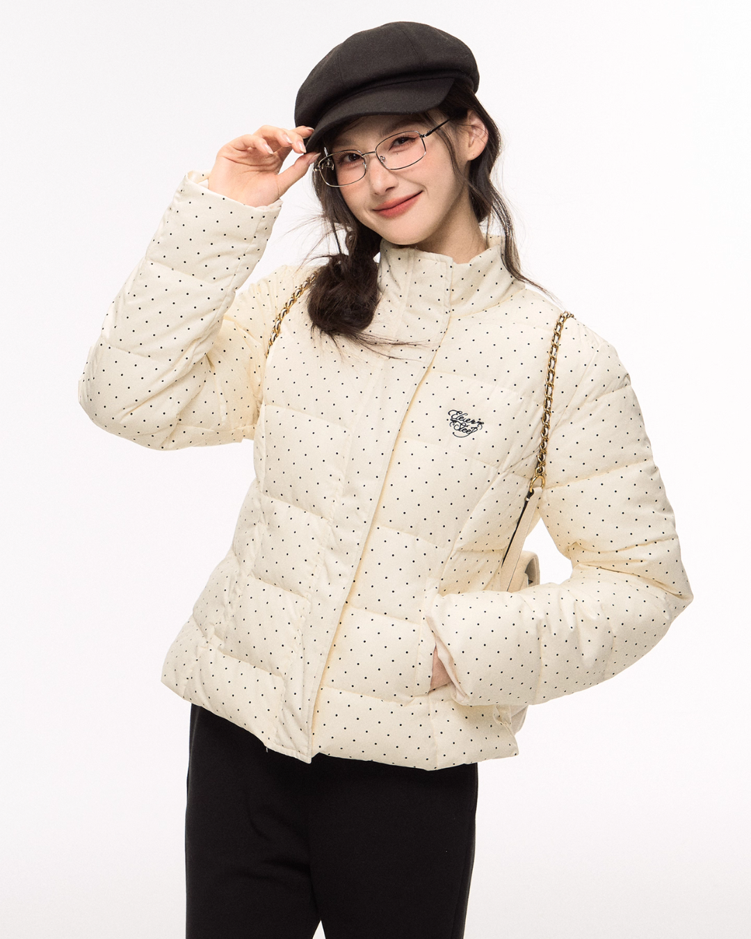 Polka Dot Handle Down Jacket/Flared Pants ELS0012