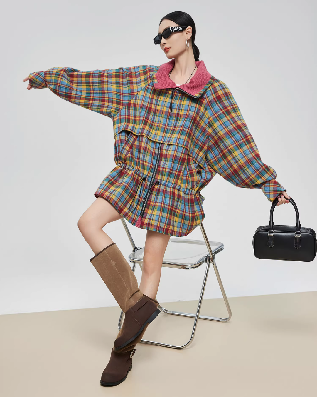 Retro Plaid Trench Coat FER0038