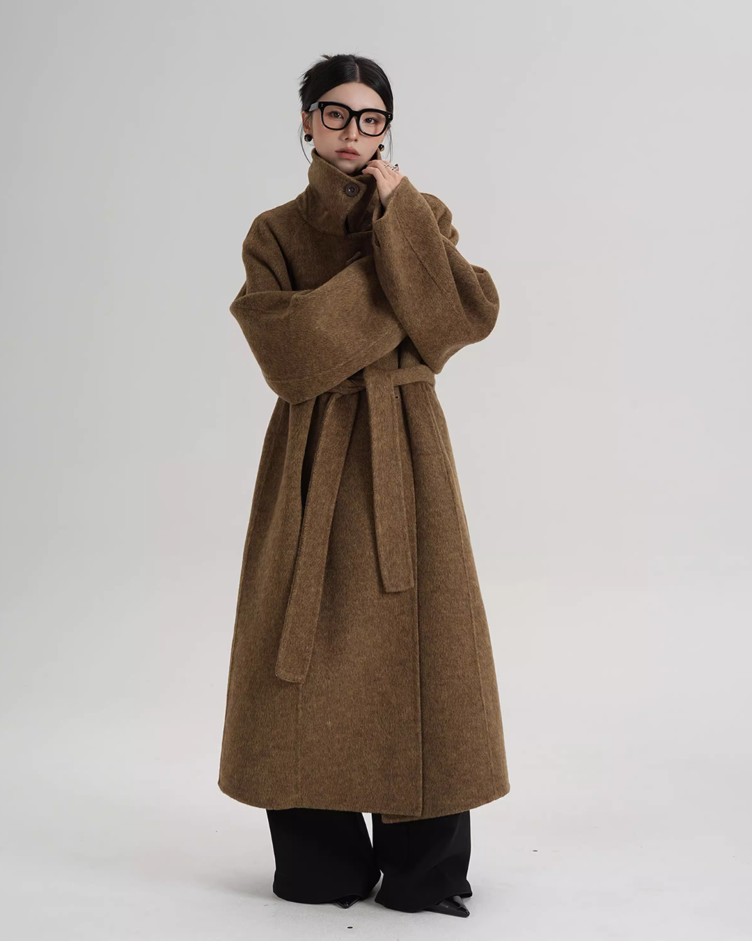 Stand Collar Long Loose Wool Coat SRS0361