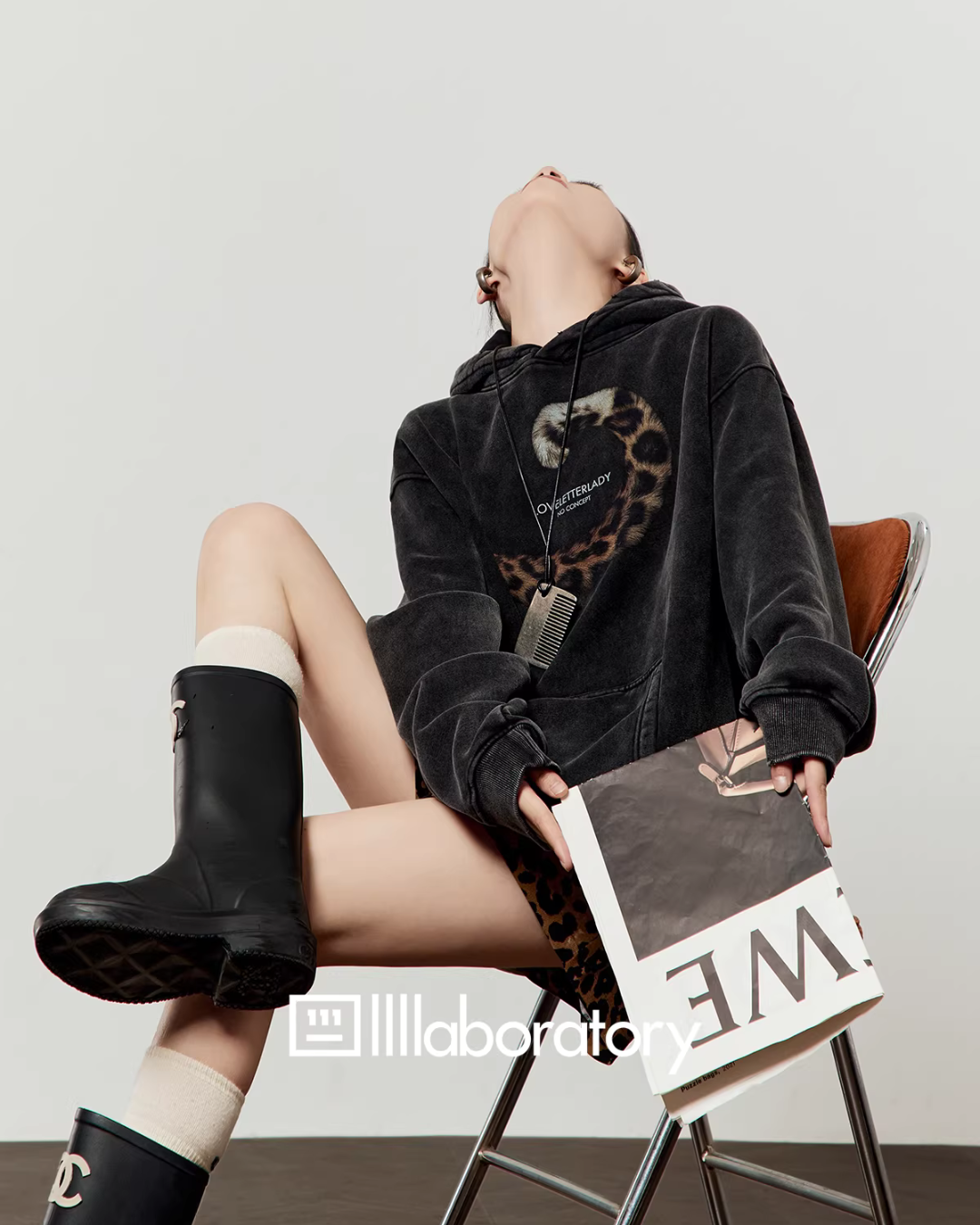 Leopard Tail Print Hoodie / Leopard Mini Skirt LLA0591