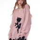 Front Rose Design Loose Knit ZZF0342