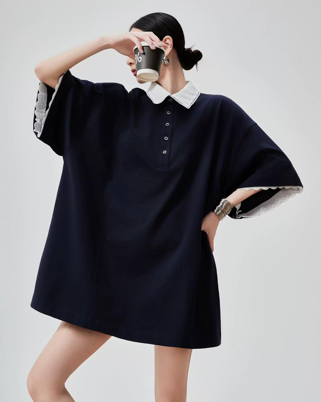 Two-Tone Polo Shirt Dress FER0226