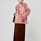 Pink Big Lapel Sweater Cardigan / Corduroy Long Skirt LLA0347