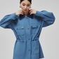 Blue Turn Collar Jacket / Work Skirt FER0376