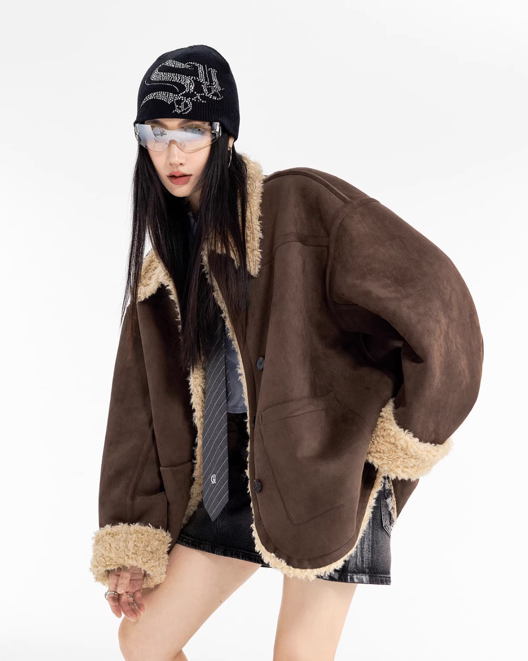 Stand Collar Mouton Coat ICM0106