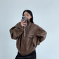 Stand Collar Fake Leather Blouson YLS0909
