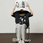 Vintage Print Short-Sleeve T-Shirt / Sweat Long Skirt LLA0653