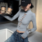 High Neck Ripped Design T-Shirt  ZRS0085