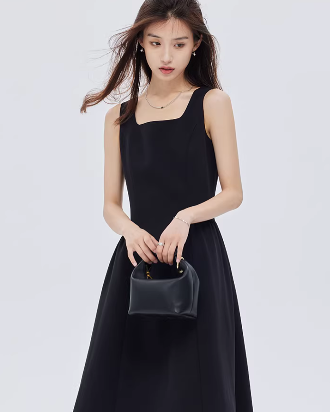 Square-Neck Wide Strap Dress SHN0009