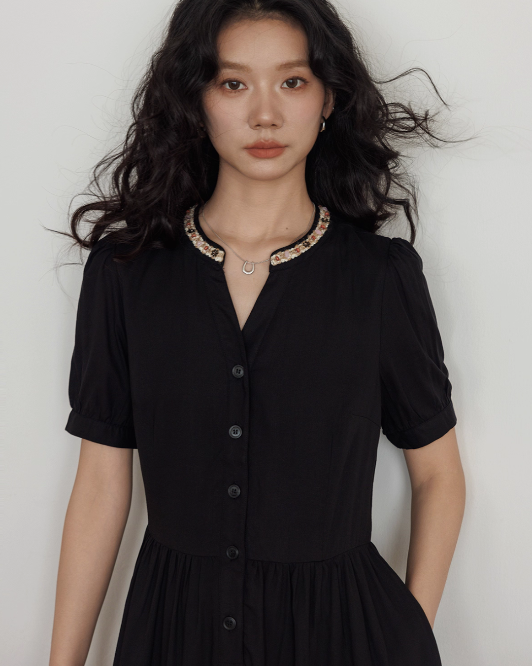 V-Neck Short Sleeve Dress VAS0135