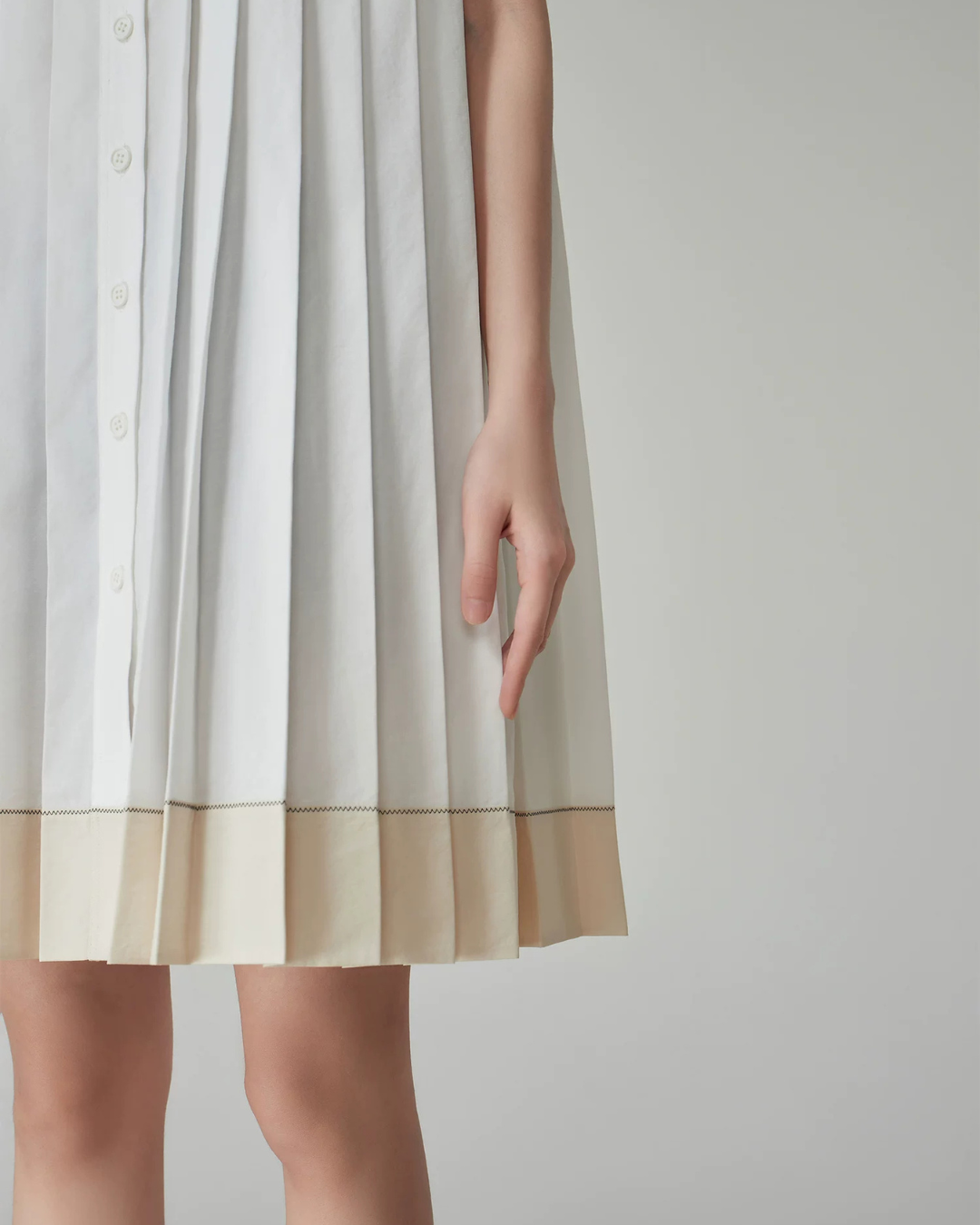Sleeveless Shirt Pleated Dress FER0174
