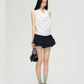 Navy Blue Double Layer Skirt PUC0017