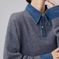 Denim Shirt Docking Knit Top SUY0025