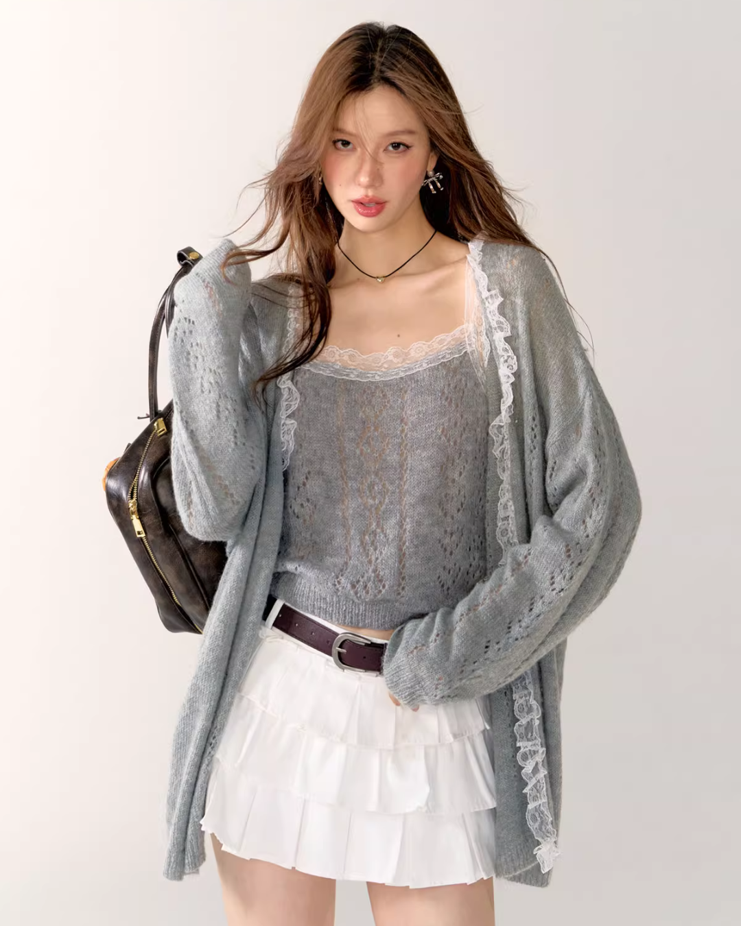 Lace Knit Cardigan / Lace Knit Camisole ASG0063