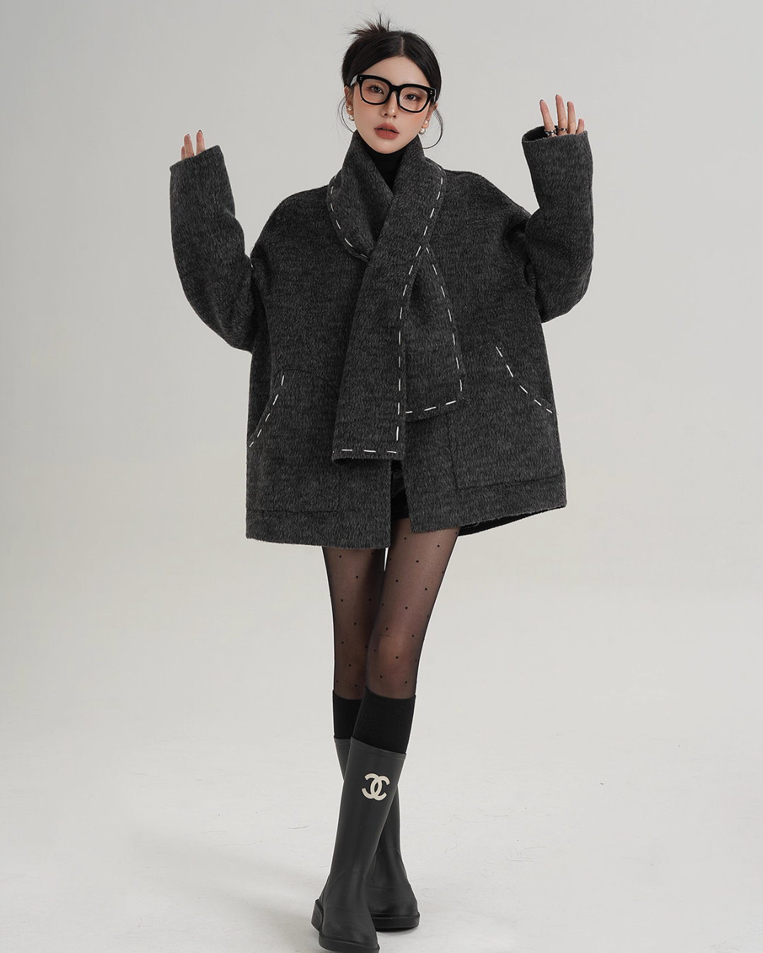 Scarf Mid-Length Wool Coat SRS0383