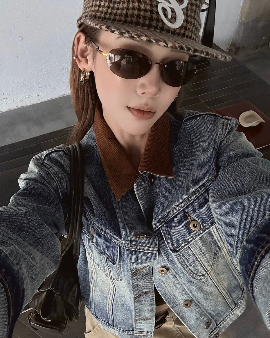 Color-Block Lapel Denim Jacket WWP0002