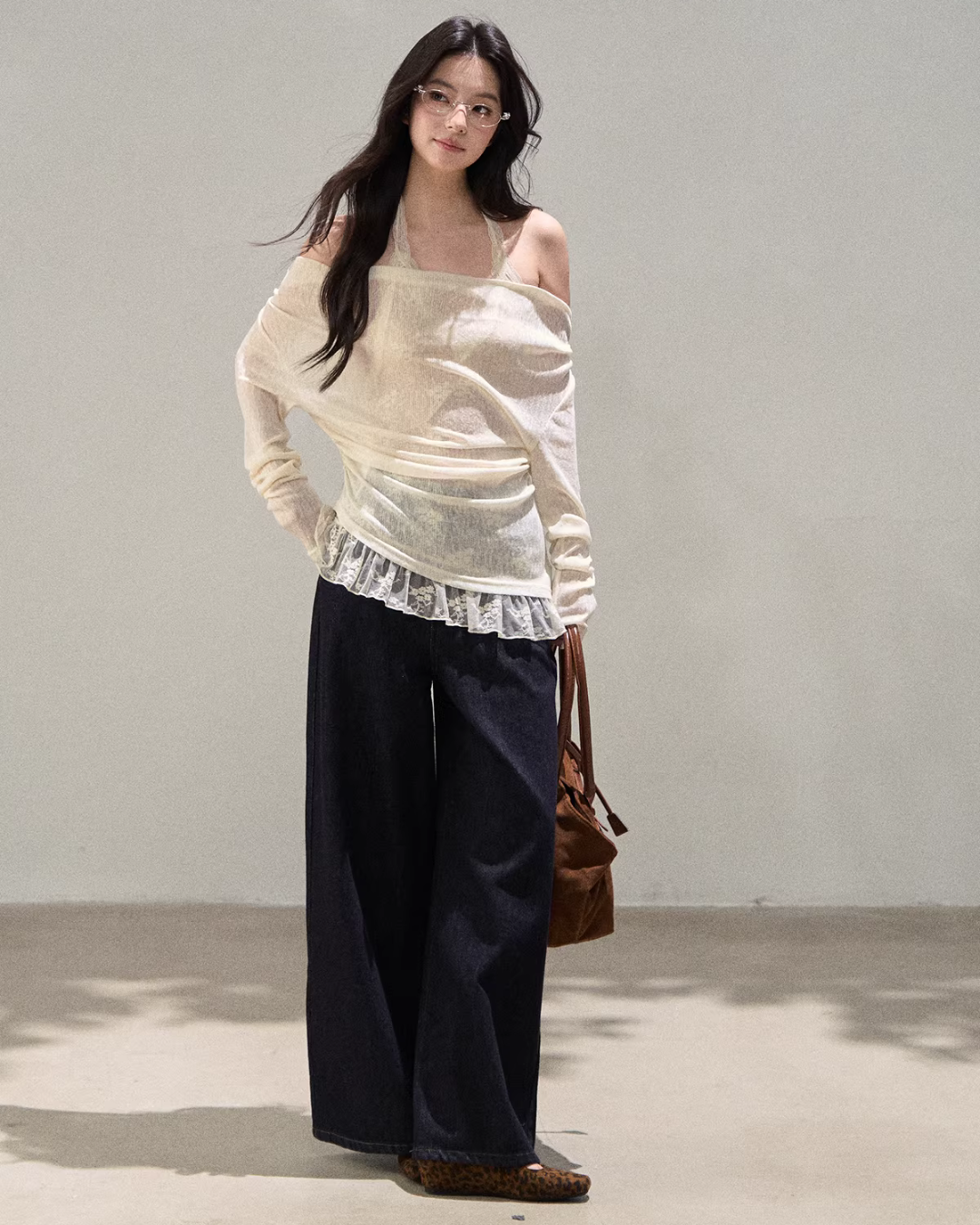 Lace Off Shoulder Knit Tops WDB0020