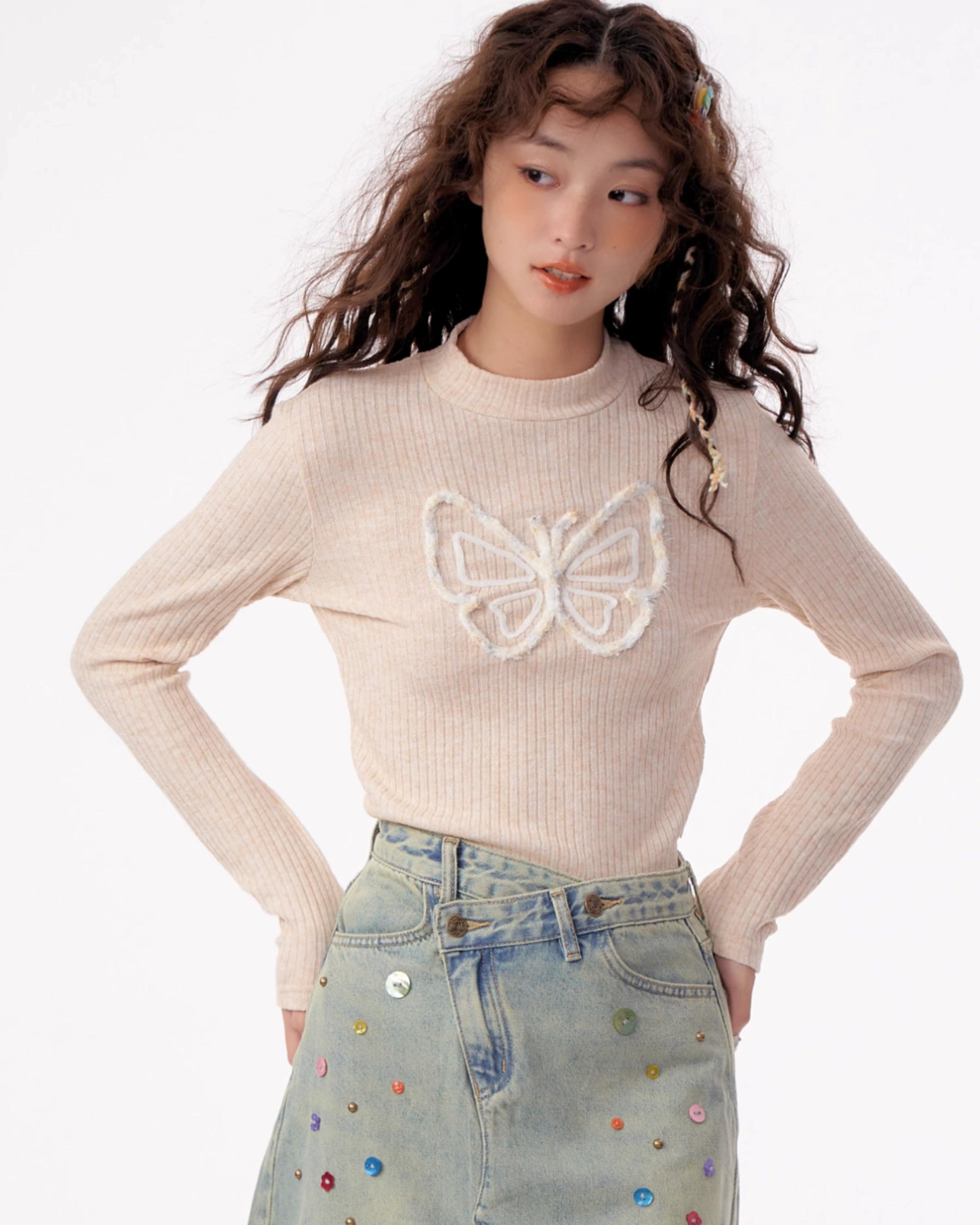 Butterfly Half Turtleneck Slim Knit ZZF0282