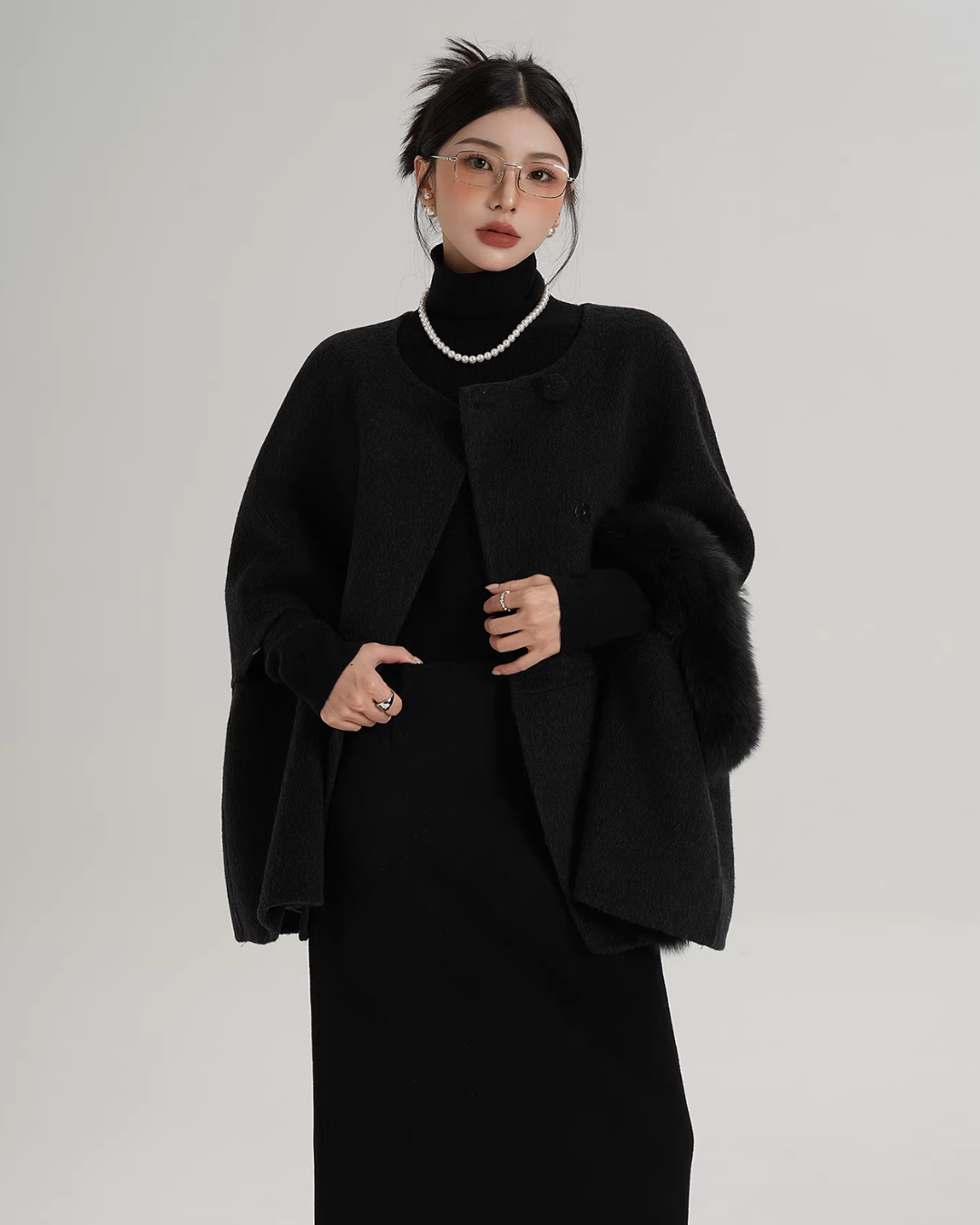 Fur Muffler Cape Coat SRS0402